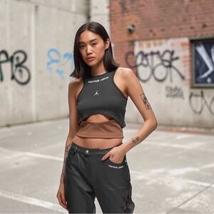 Jordan Women’s Cactus Jack Ribbed Crop Tank Top Black Activewear Large